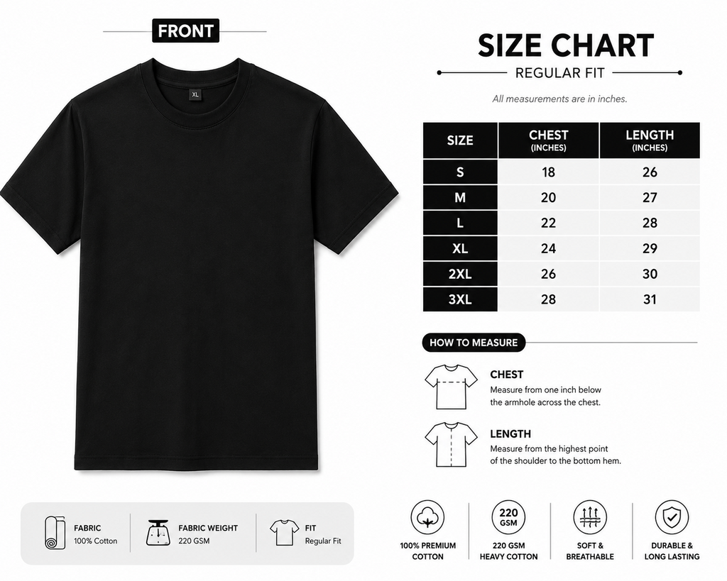 Men’s Plain T-shirt | Black And White