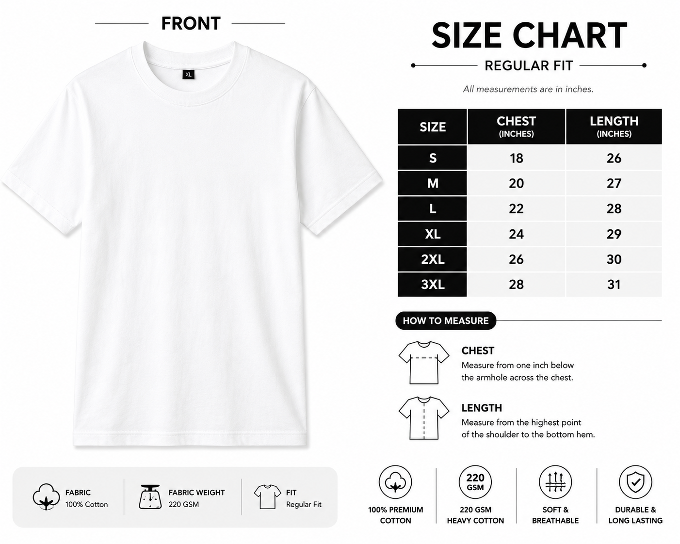 Men’s Plain T-shirt | Black And White